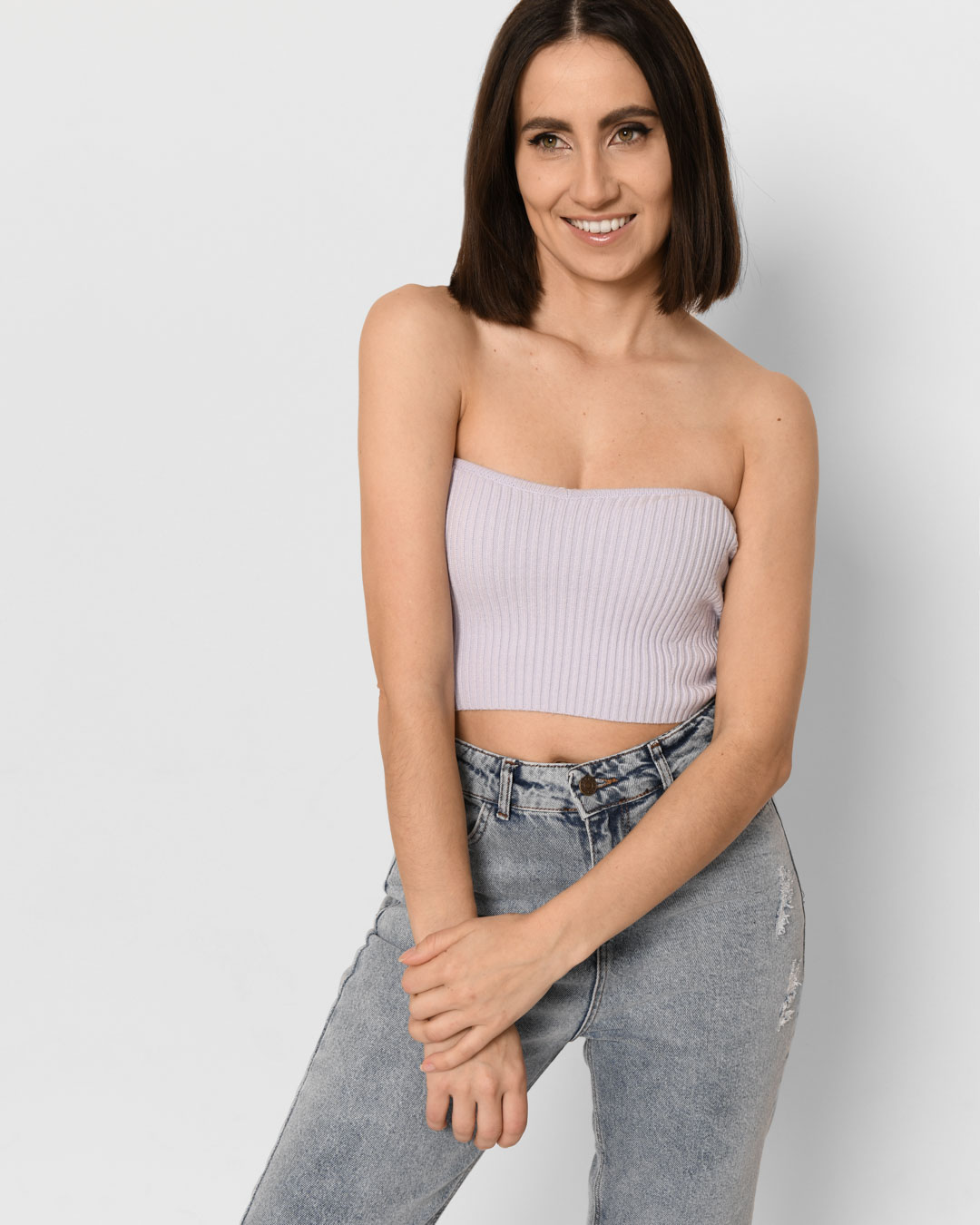 Сиреневый топ без рукавов 43359